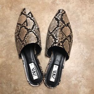 Zara snake print mules